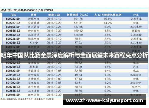 明年中国队比赛全景深度解析与全面展望未来赛程亮点分析