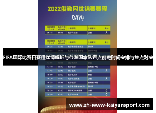 FIFA国际比赛日赛程详情解析与各洲国家队看点前瞻时间安排与焦点对决