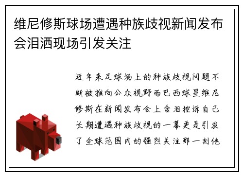 维尼修斯球场遭遇种族歧视新闻发布会泪洒现场引发关注 维尼修斯球场遭遇种族歧视新闻发布会泪洒现场引发关注